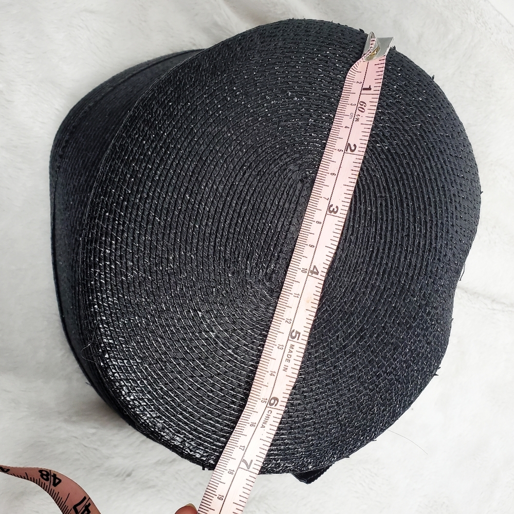 Frank Olive | Black Straw Bucket Hat / High Crown Size S - Picture 6 of 9